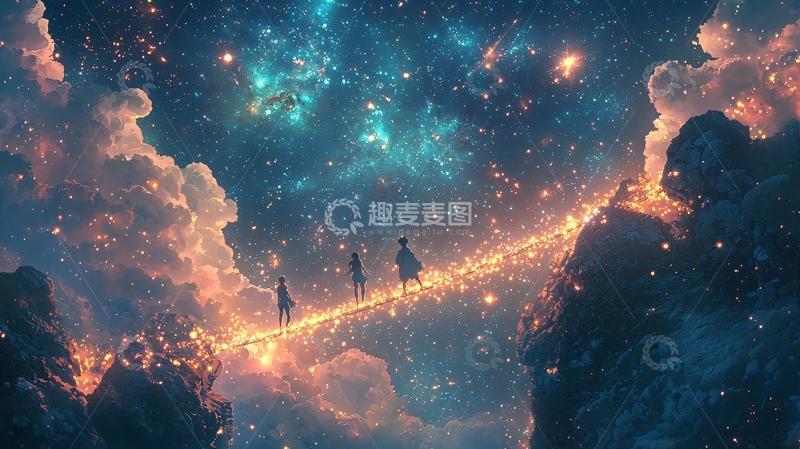 高清大图下载【趣麦麦图】梦幻星空云海之路