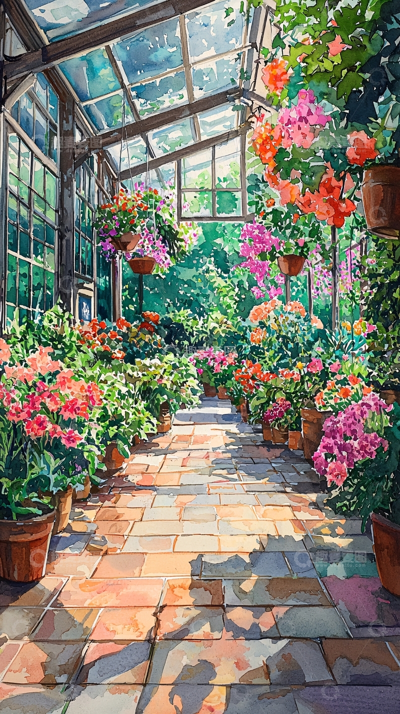 高清大图下载【趣麦麦图】阳光玻璃花房