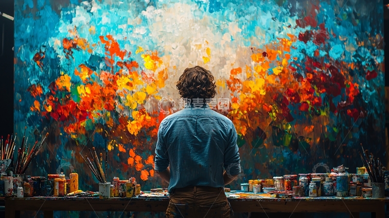 高清大图下载【趣麦麦图】画家创作抽象画
