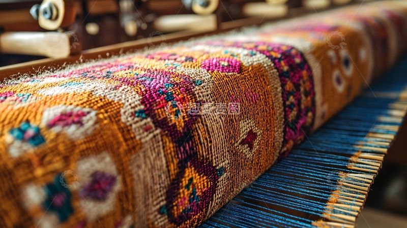 高清大图下载【趣麦麦图】织布机上的手工地毯
