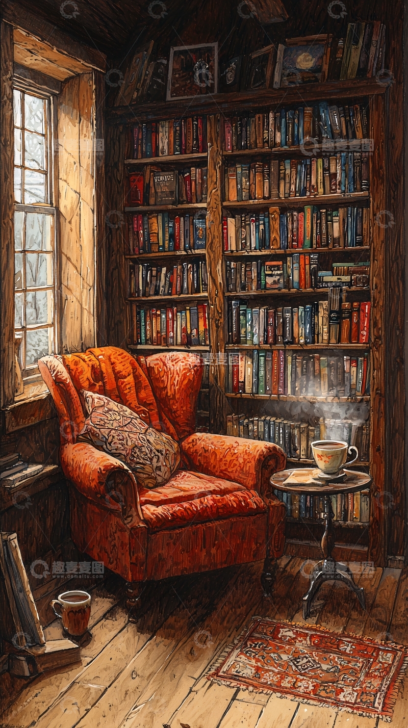 高清大图下载【趣麦麦图】温馨角落阅读时光