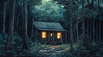 森林小屋夜景