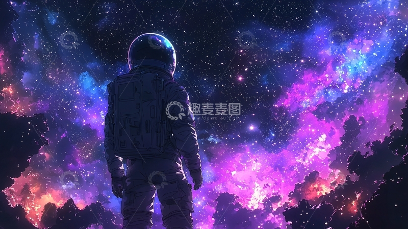 高清大图下载【趣麦麦图】宇航员凝望星河