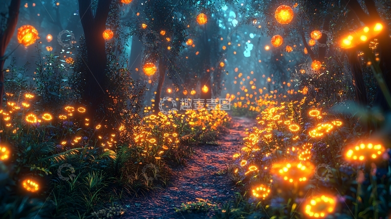 高清大图下载【趣麦麦图】萤火森林小径
