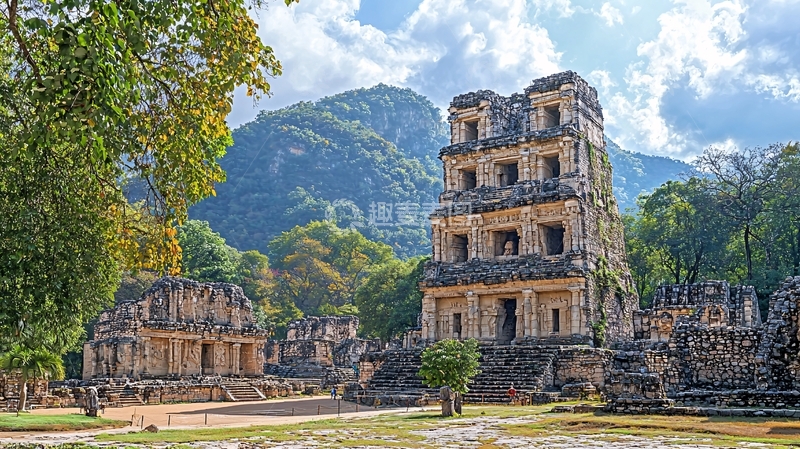 高清大图下载【趣麦麦图】山间古建筑群