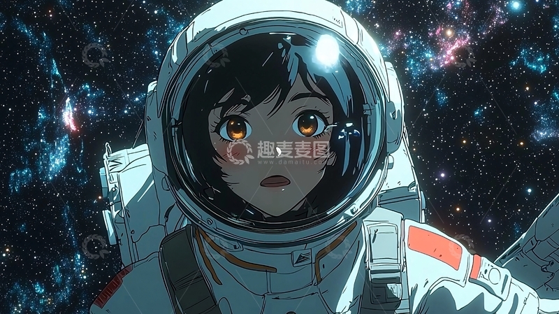 高清大图下载【趣麦麦图】太空宇航员少女