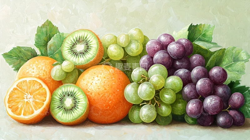 高清大图下载【趣麦麦图】静物油画水果