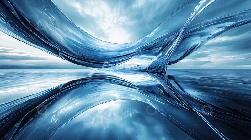 高清大图下载【趣麦麦图】蓝色金属流体抽象背景