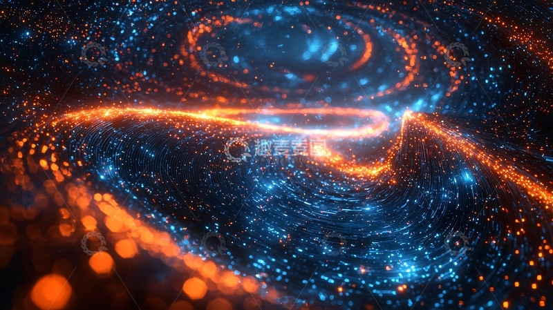高清大图下载【趣麦麦图】蓝橙色能量漩涡