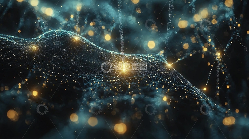 高清大图下载【趣麦麦图】深蓝粒子流光背景图