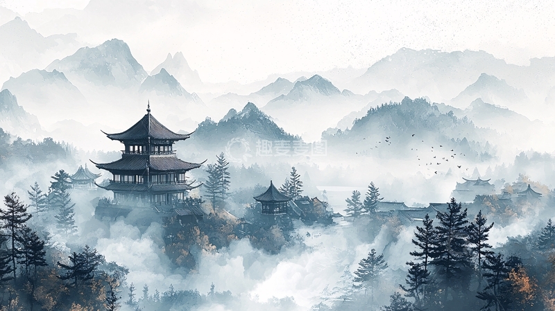 高清大图下载【趣麦麦图】水墨山水画1022