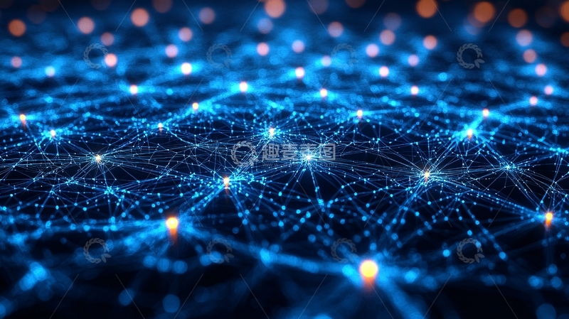 高清大图下载【趣麦麦图】蓝色科技感网络连接