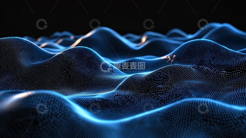 高清大图下载【趣麦麦图】深蓝色波浪起伏的抽象背景