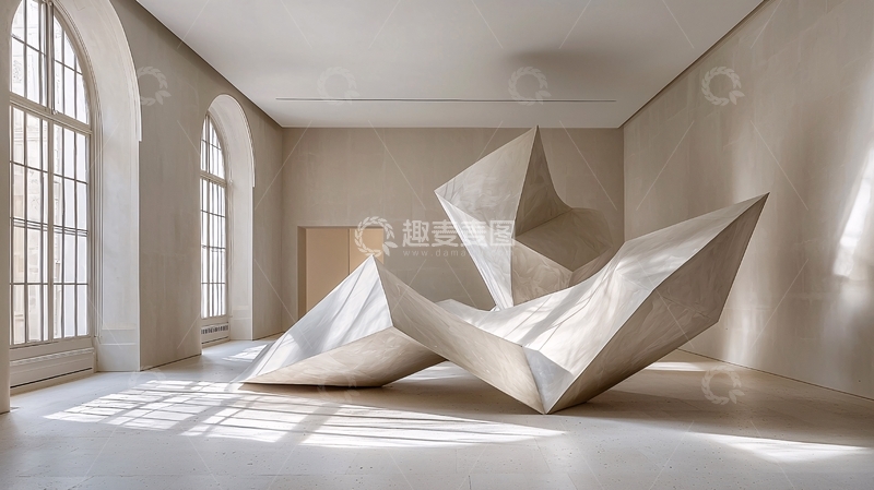 高清大图下载【趣麦麦图】极简室内空间里的雕塑