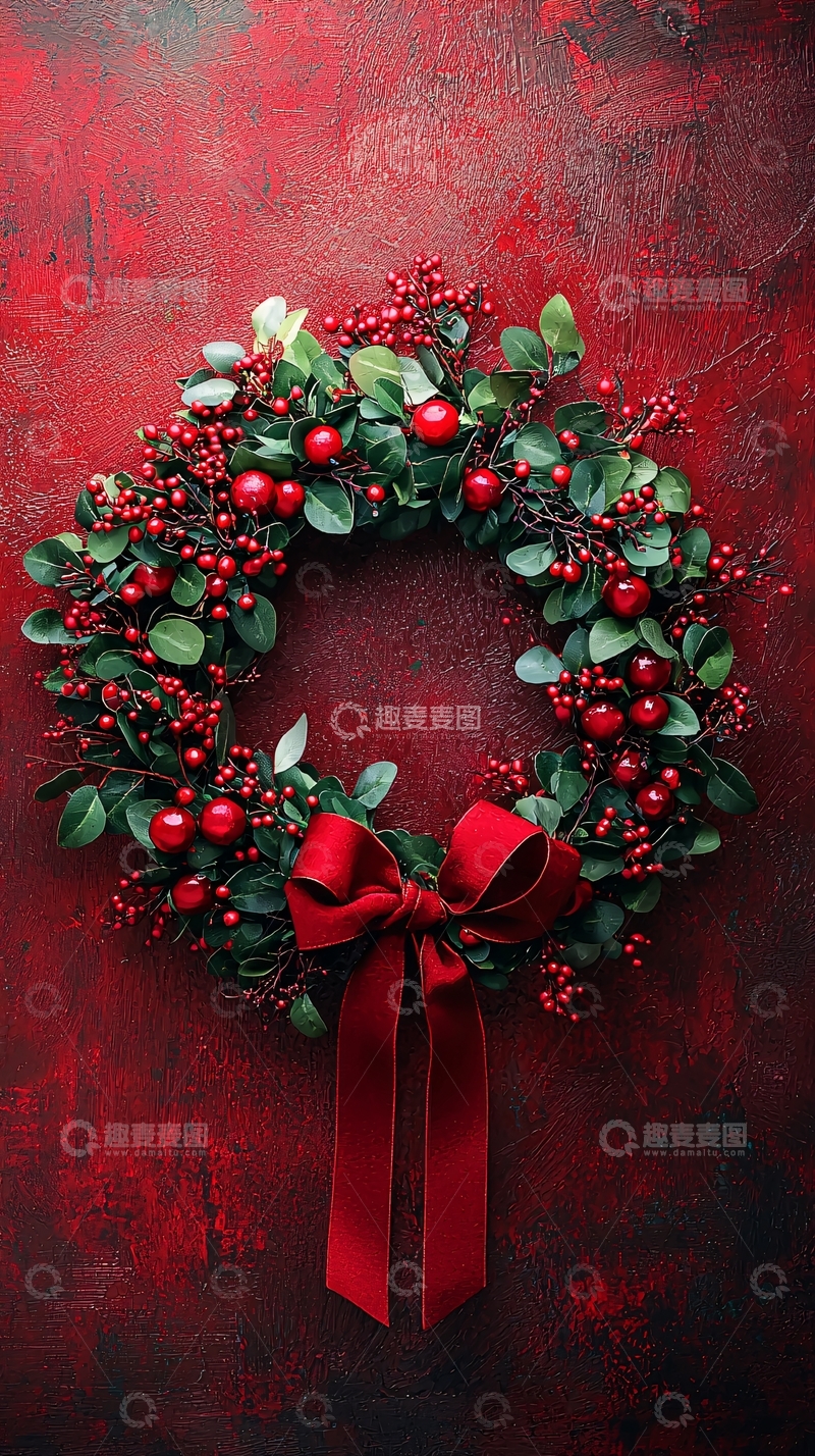 高清大图下载【趣麦麦图】红色圣诞花环