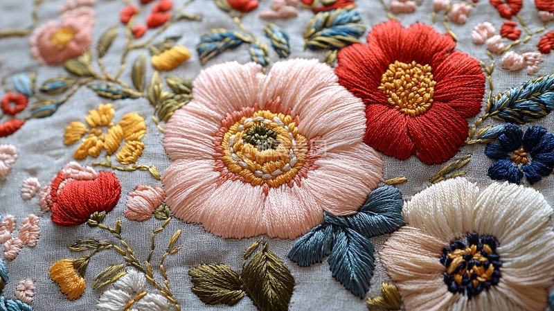 高清大图下载【趣麦麦图】精美刺绣花卉图案