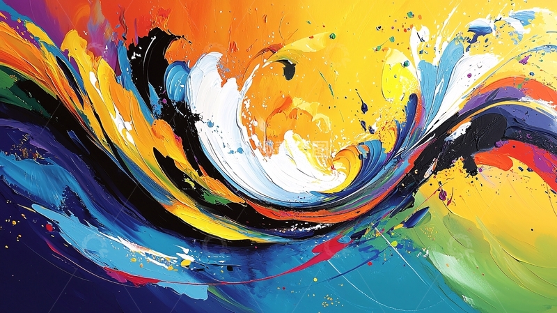 高清大图下载【趣麦麦图】色彩斑斓的抽象油画