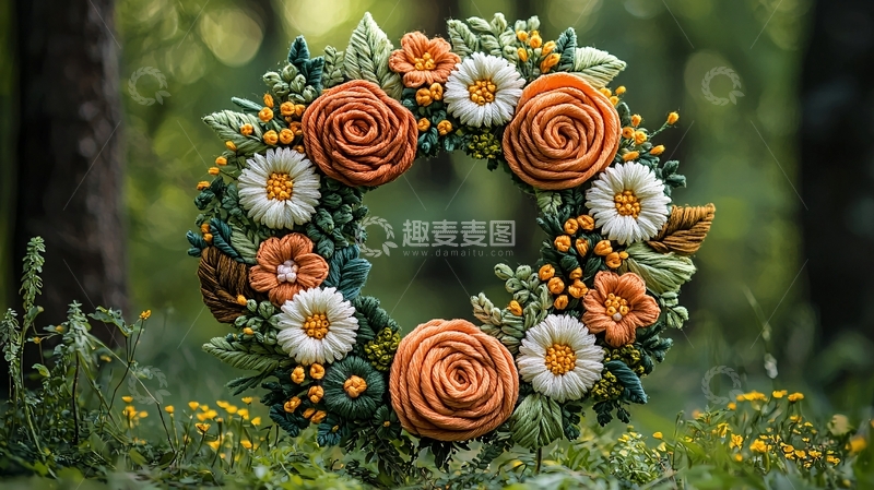 高清大图下载【趣麦麦图】森林系花环