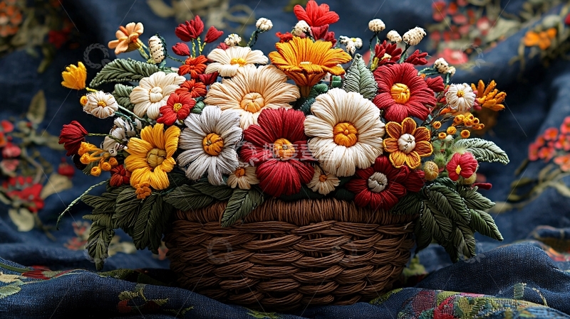 高清大图下载【趣麦麦图】花篮里的鲜艳花朵