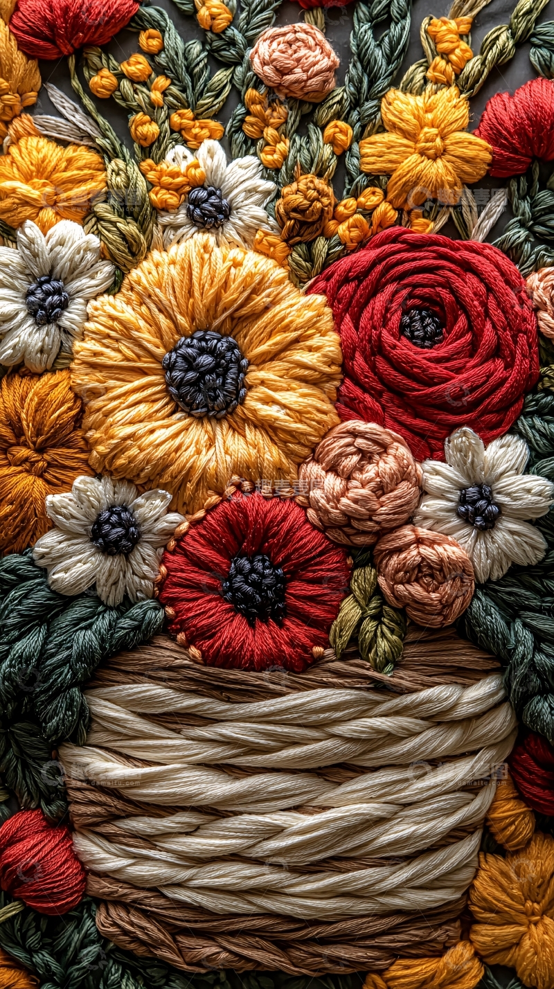 高清大图下载【趣麦麦图】线绣花束