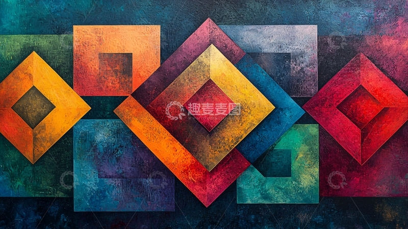 高清大图下载【趣麦麦图】抽象几何彩色方块