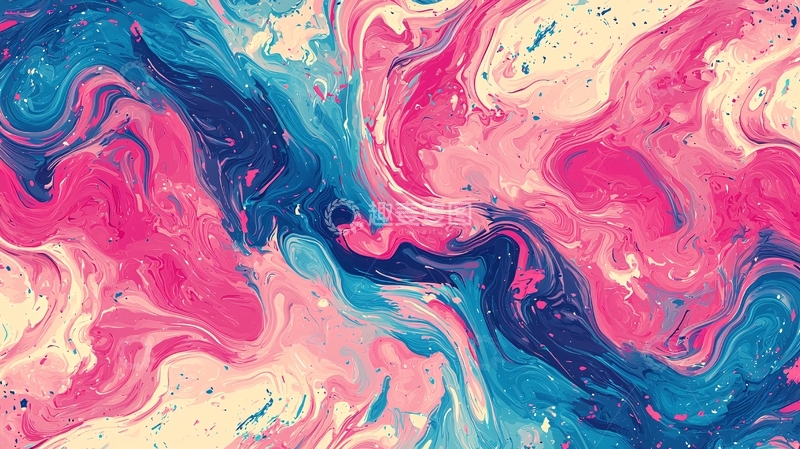 高清大图下载【趣麦麦图】粉蓝粉红抽象流动纹理