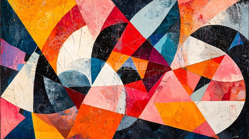 高清大图下载【趣麦麦图】抽象几何彩色绘画