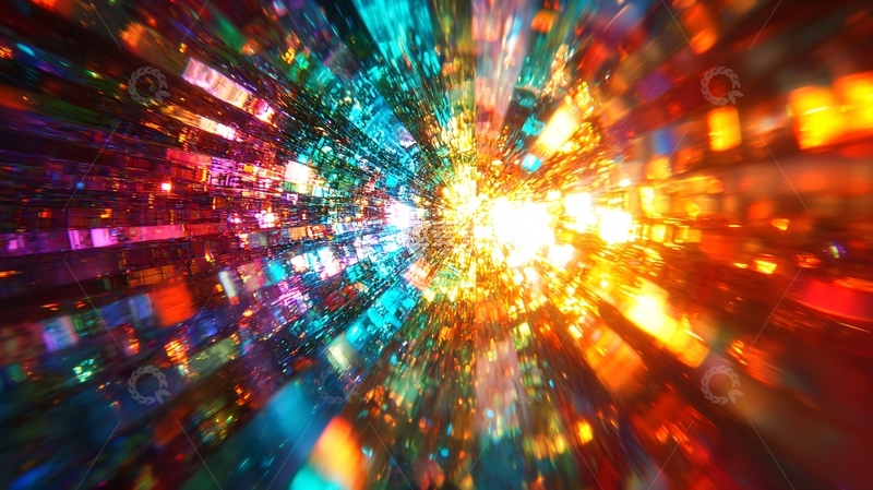 高清大图下载【趣麦麦图】彩色光线隧道