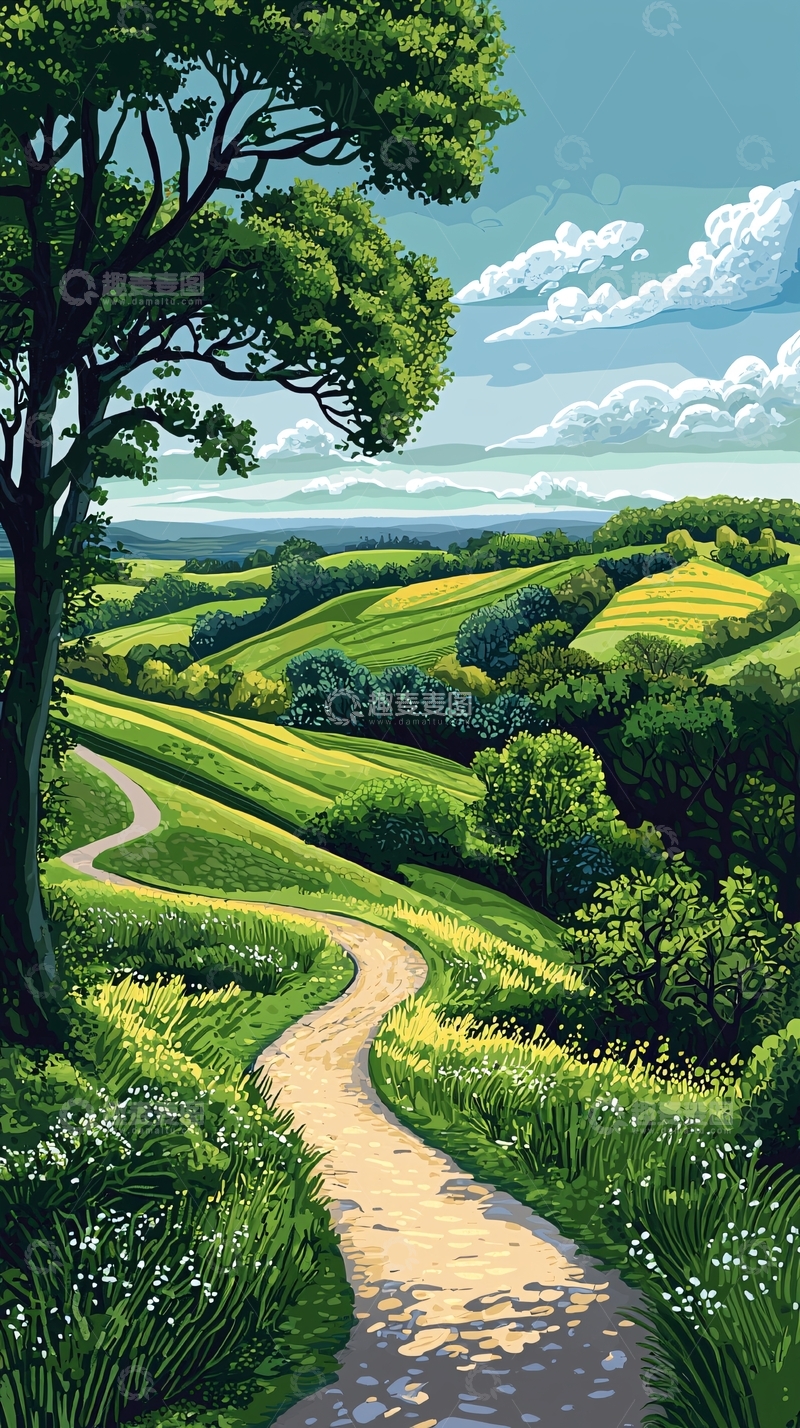 高清大图下载【趣麦麦图】绿色田园小路