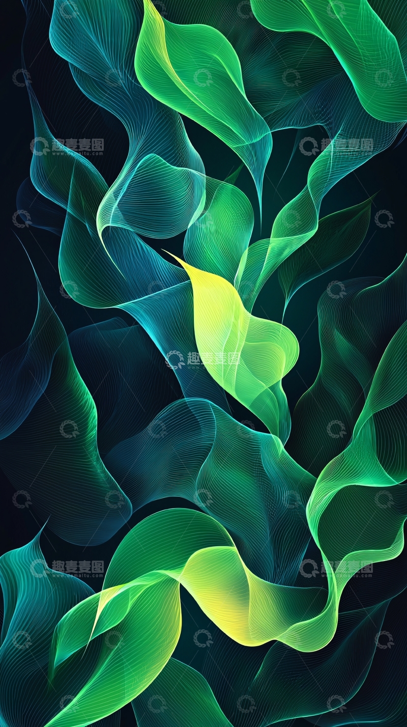 高清大图下载【趣麦麦图】抽象绿色流动线条