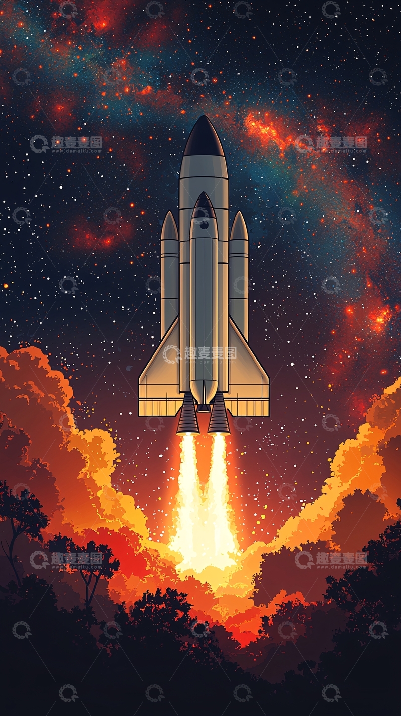 高清大图下载【趣麦麦图】太空飞船发射升空