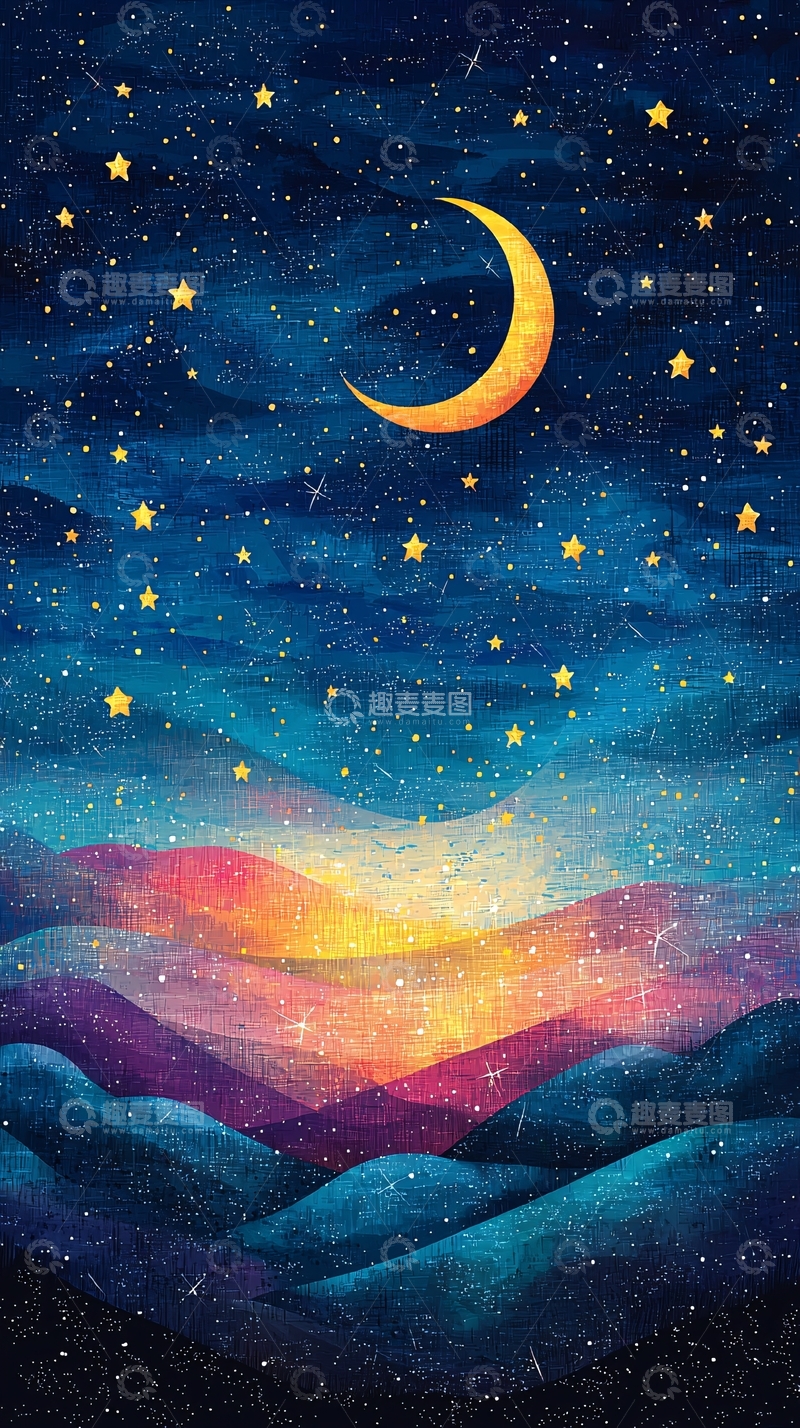 高清大图下载【趣麦麦图】水彩星空