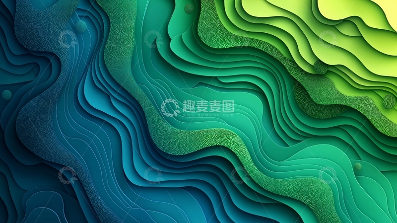 高清大图下载【趣麦麦图】抽象绿色波浪