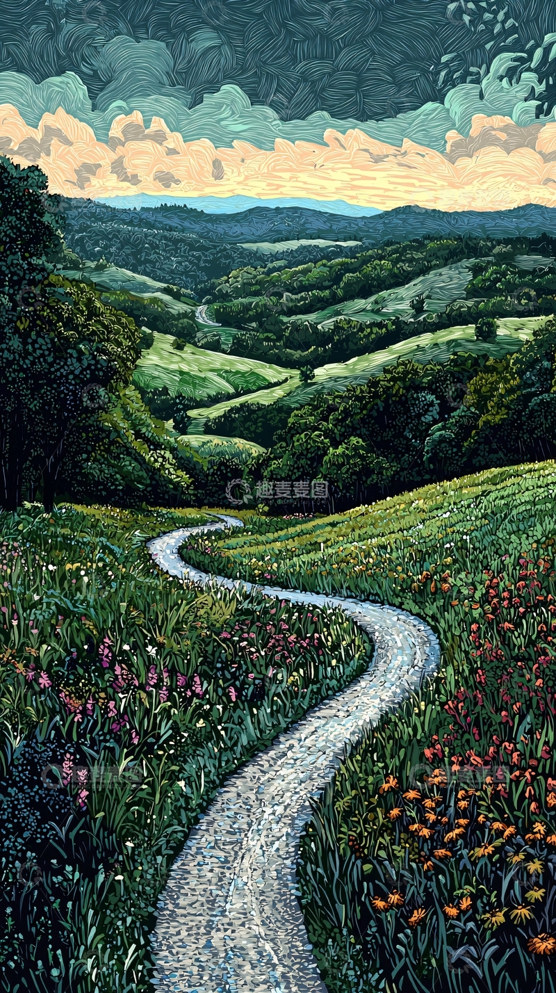 高清大图下载【趣麦麦图】山路蜿蜒通向远方