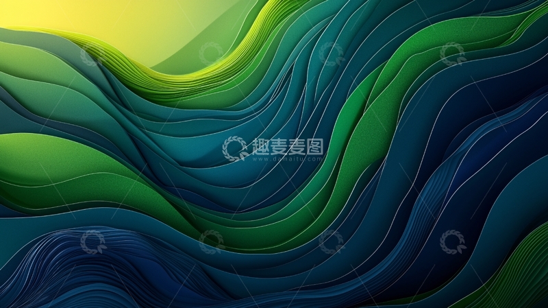 高清大图下载【趣麦麦图】抽象绿蓝波浪