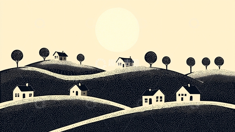 高清大图下载【趣麦麦图】极简风格乡村田园风景画