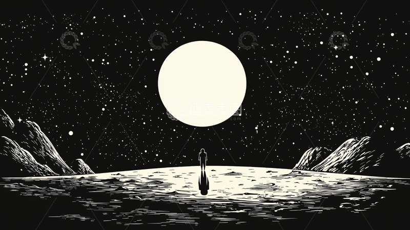 高清大图下载【趣麦麦图】月球表面孤独身影