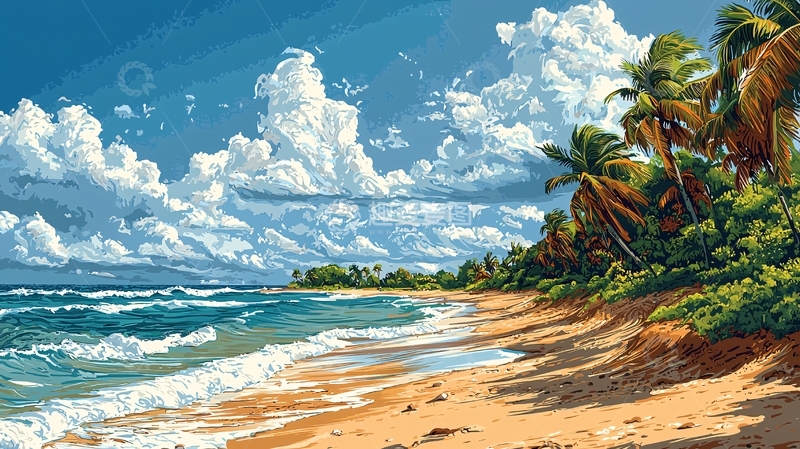 高清大图下载【趣麦麦图】阳光沙滩椰树海景