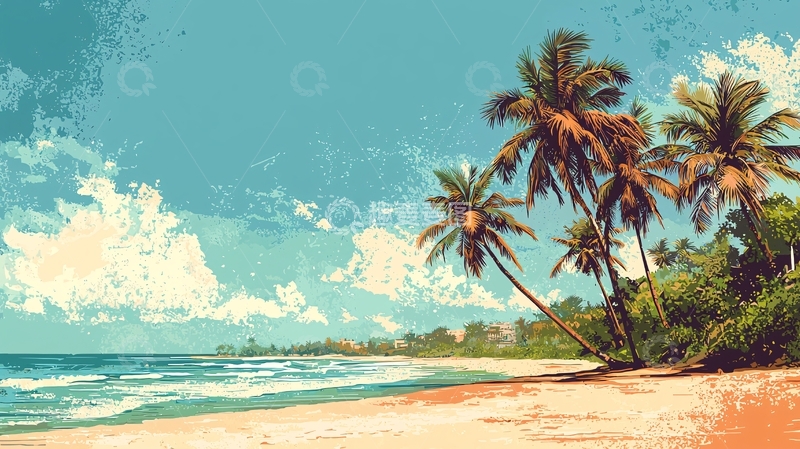 高清大图下载【趣麦麦图】热带海滩风景画