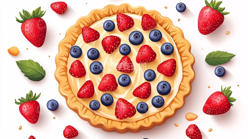 高清大图下载【趣麦麦图】草莓蓝莓塔