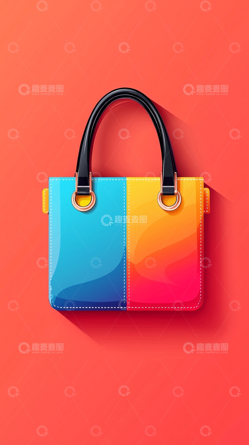 高清大图下载【趣麦麦图】简约时尚双色手提包