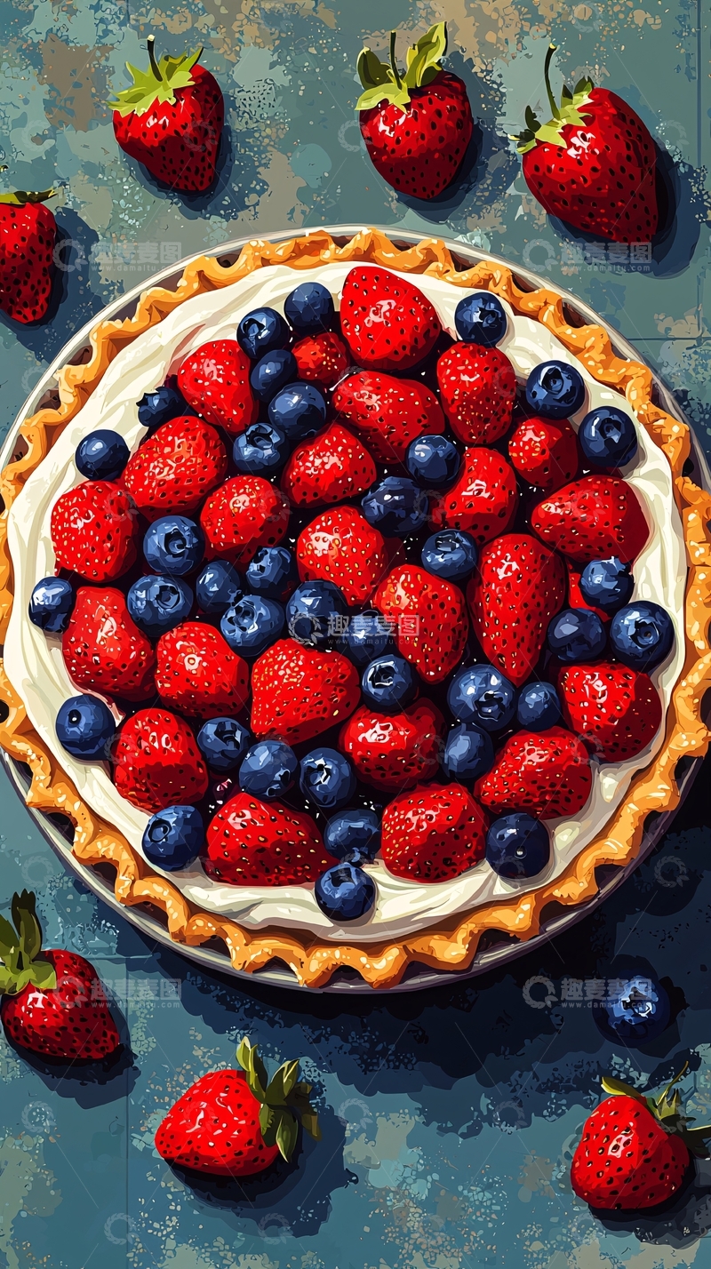 高清大图下载【趣麦麦图】草莓蓝莓派