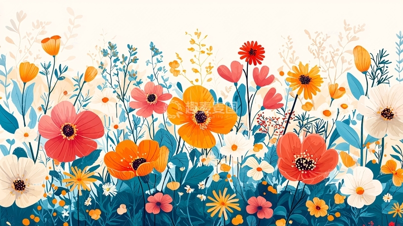 高清大图下载【趣麦麦图】色彩鲜艳的野花田