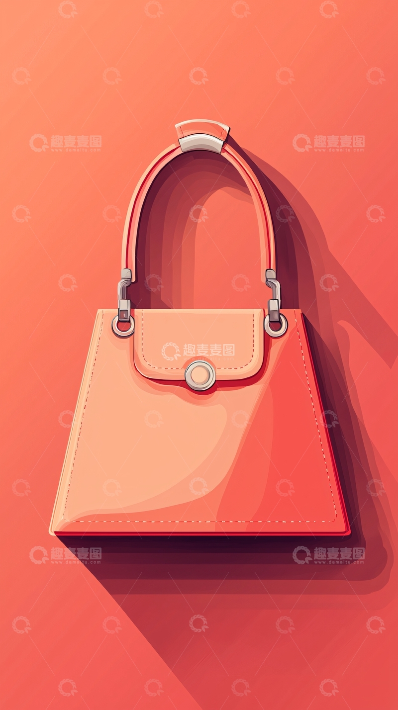 高清大图下载【趣麦麦图】珊瑚色亮面手提包