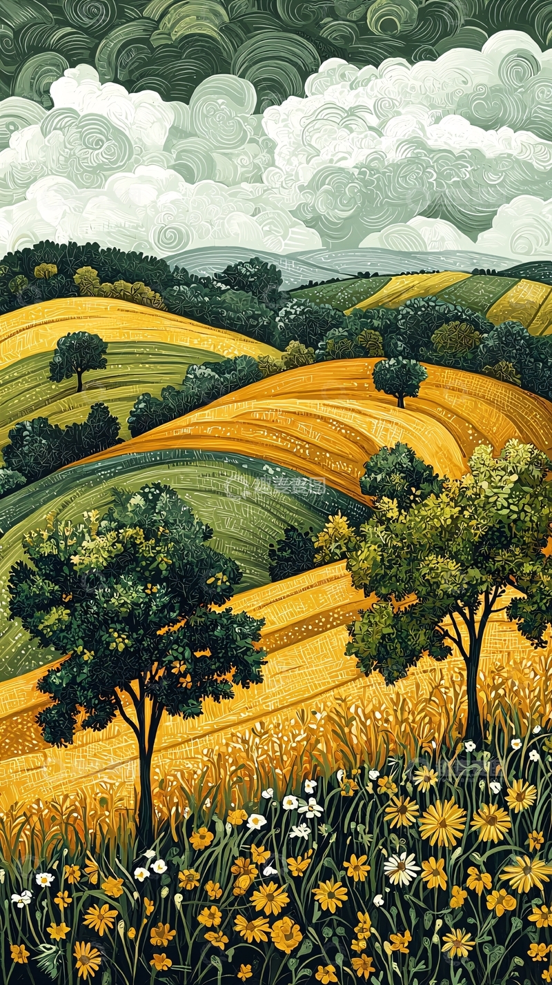 高清大图下载【趣麦麦图】田园风光油画