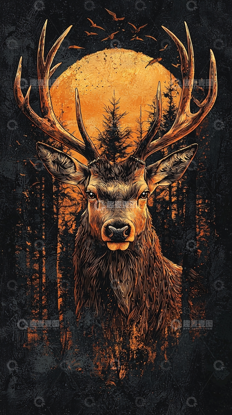 高清大图下载【趣麦麦图】森林雄鹿