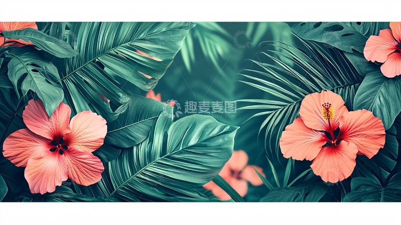 高清大图下载【趣麦麦图】热带植物花卉背景图