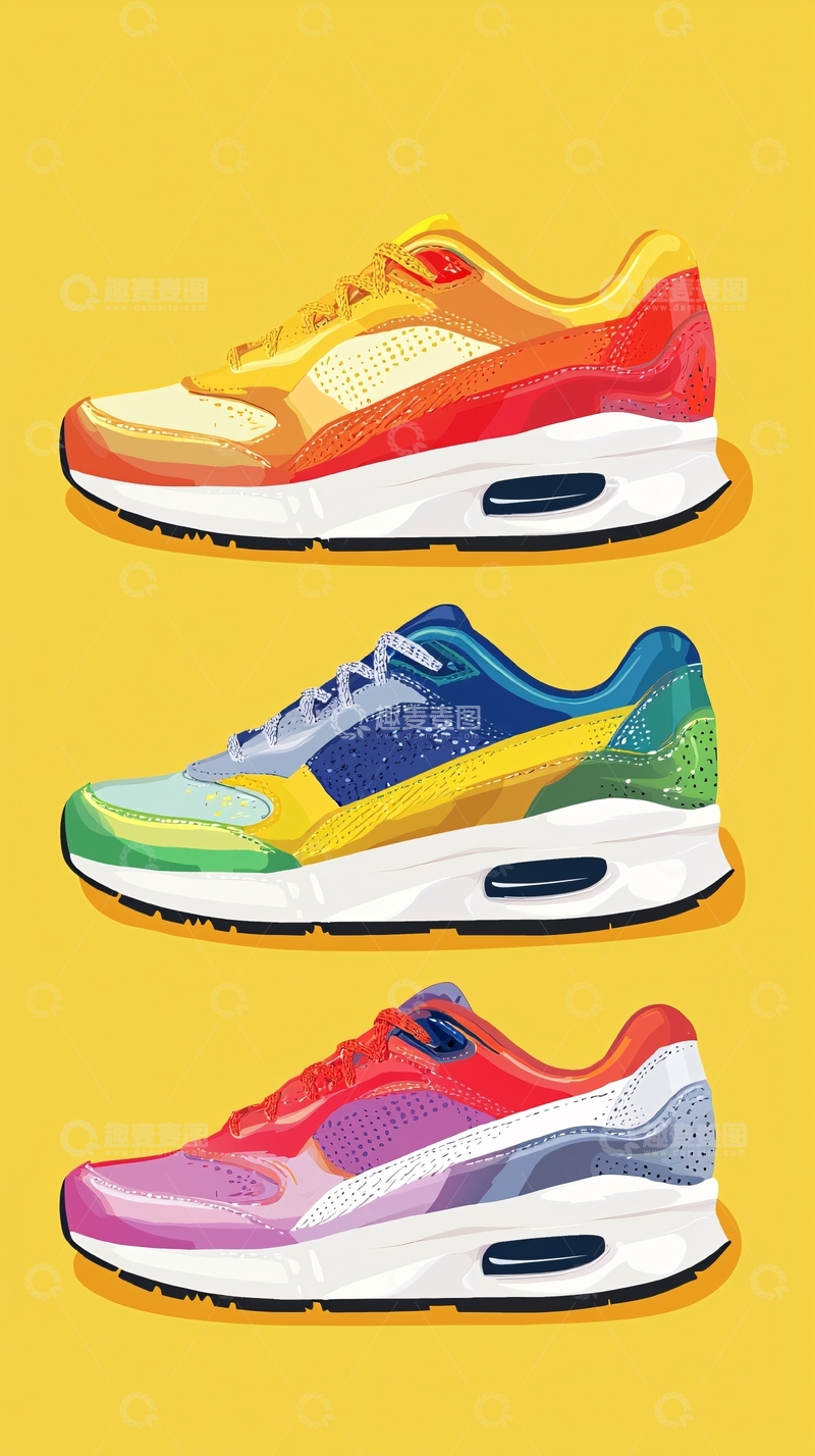 高清大图下载【趣麦麦图】彩色跑鞋