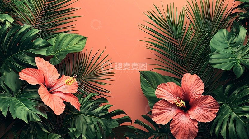 高清大图下载【趣麦麦图】珊瑚色背景