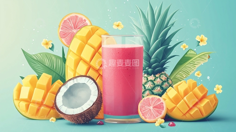 高清大图下载【趣麦麦图】夏日水果果汁饮品